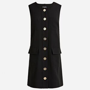 NWT J. Crew Button-front shift dress in drapery crepe Black and Gold sheath